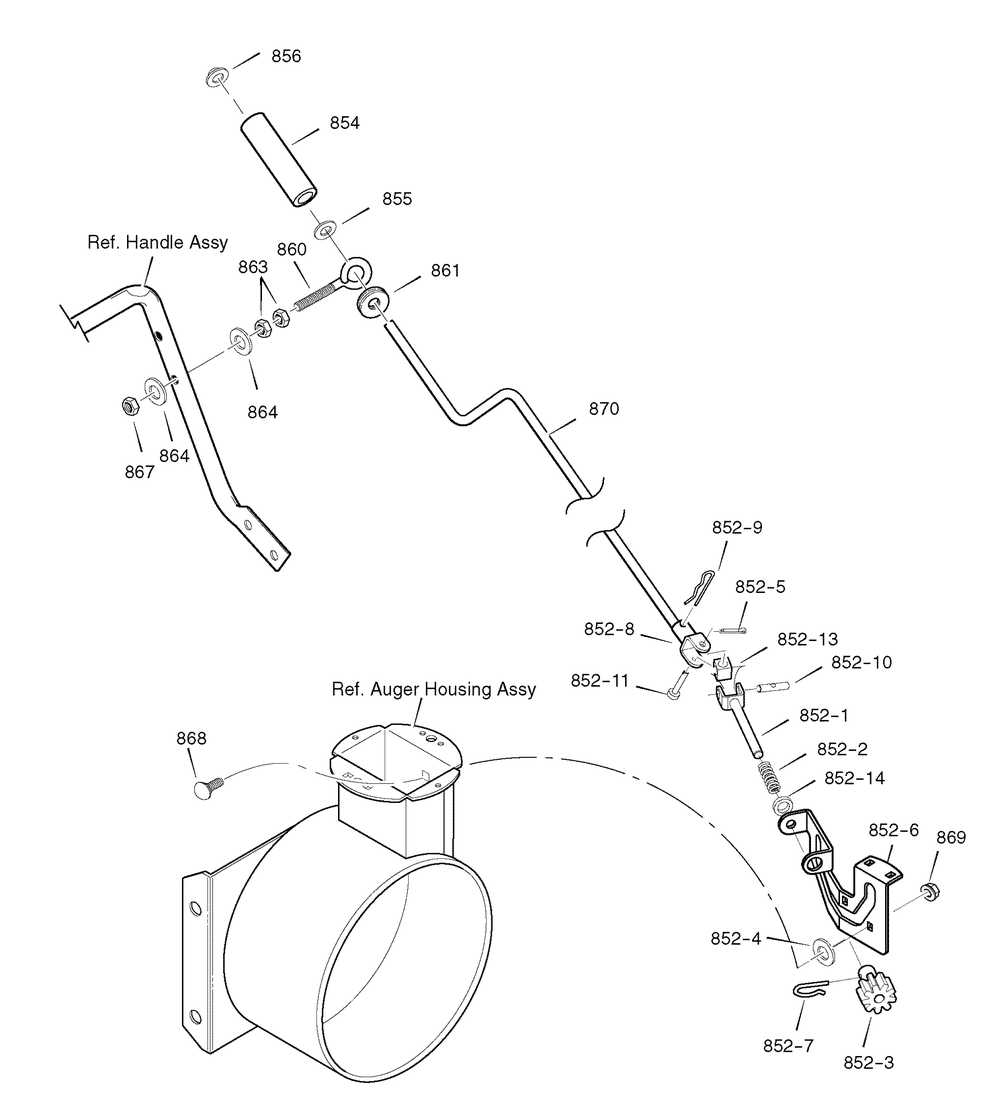 Chute Rod Diagram and Parts List for 1695362-6240810X61 2007 Briggs and Stratton Snow Blower